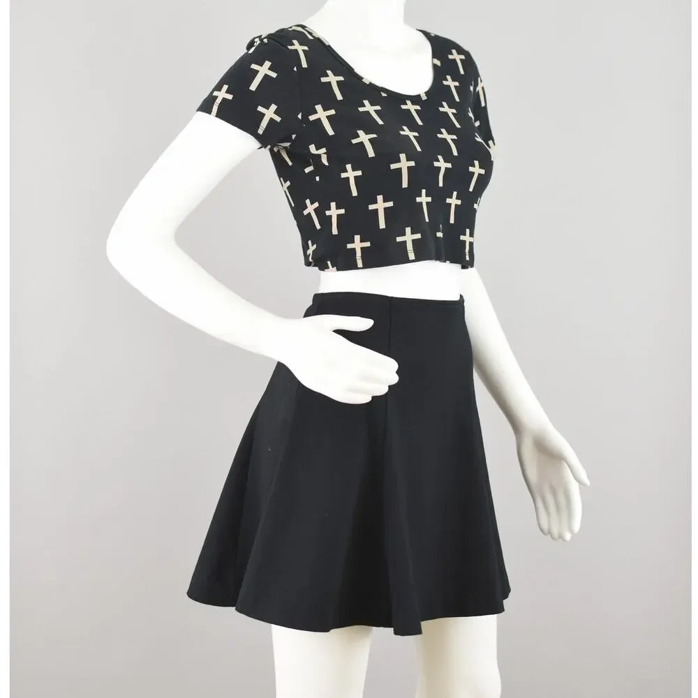 Gap Black A Line Mini Skirt Pleated Women's Small